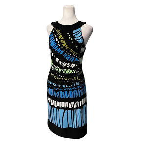 Joseph Ribkoff Abstract Print Ruched Side Sheath Dress Size 4
